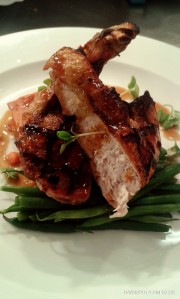 Roast guineafowl supreme with sweet potato boulangère & green beans